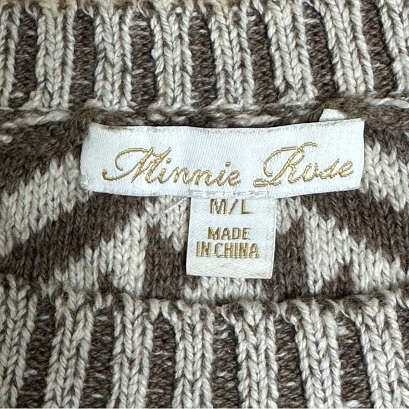 Minnie Rose Women’s Aztec Knit Fringe Cropped Sweater Size M/L - Picture 7 of 8